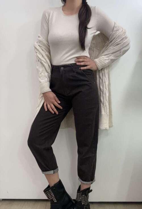 Jeans mom fit brown