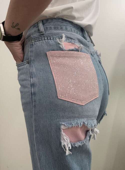 Alternative view of Jeans glitter strappi