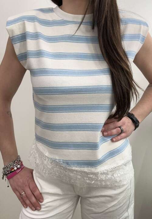 Maglia righe + pizzo